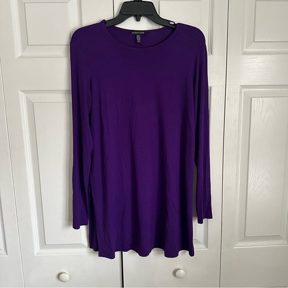 Eileen Fisher Tops - Eileen Fisher Shirt Womens XS Purple Long Sleeve Tunic Stretch Knit Lagenlook